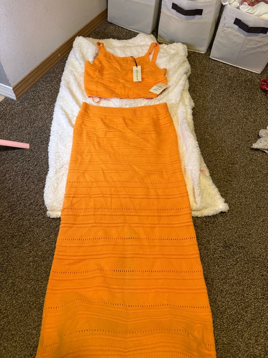 Freshman 1996 Dresses & Skirts - Orange Knit Two-Piece Skirt Set - Women